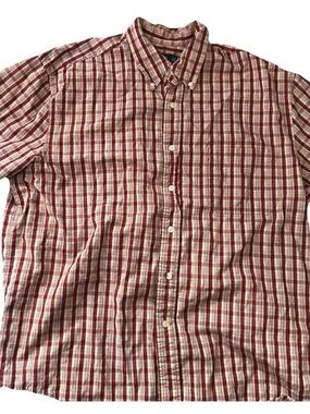 Men’s G. H. Bass Plaid Short Sleeve Button Down Shirt Size XL